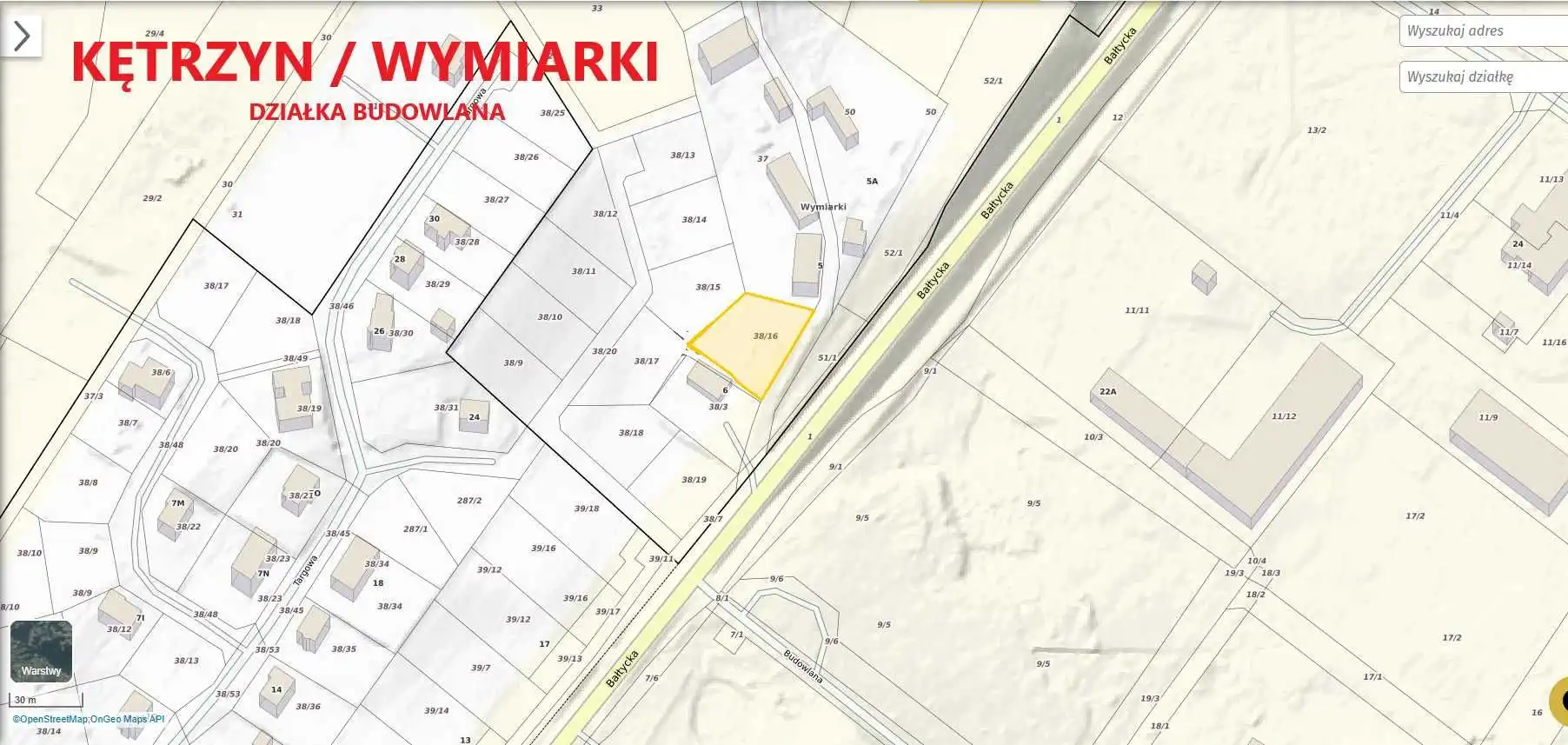 Działka budowlana Kętrzyn/Wymiarki